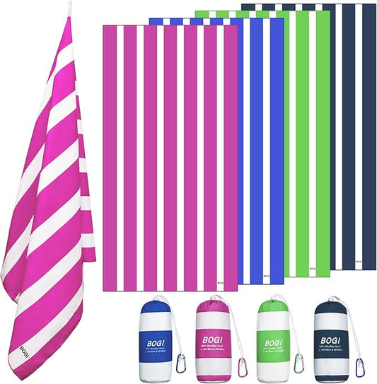 BOGI Microfiber Beach Towel Set,Quick Dry Beach Towel-(Size:L,XL)-Lightweight Absorbent Oversized Travel Towel,Sand Proof Compact Pool Towels for Travel Bath Beach Swim Gym Yoga
