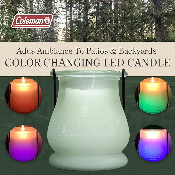 Coleman 11oz Citronella Candle & 8oz Color Changing LED Citronella Candle Bundle - Up to 25 Hour Burn Time