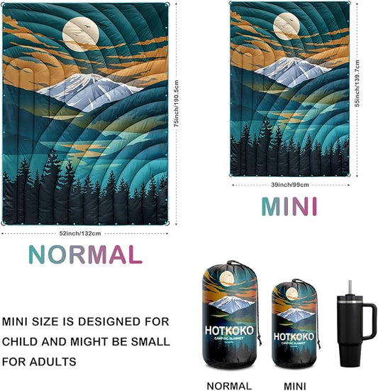 Camping Blanket,Lightweight Puffy Printed Camping Blanket Packable Outdoor Blanket for Camping,Traveling, Stadium, Hiking, Picnics