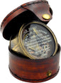 Brass Sundial Compass -Drum Sundial with Stamp Leather Box.Maritime Nautical Antiques Nautical Reproduction
