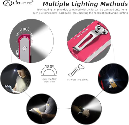 LIGHTFE Mini Keychain Flashlight LED Flashlight 280 Lumens Knuckle Head Long Runtime High Waterproof for Everyday Carry Camping Emergency LED Light Torch(Red)