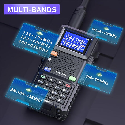 5RH Ham Long Range Radio 10W Radio (Upgraded of UV-5R), 999CH One Key Frequency Match, 2500mAh Battery Rechargeable Walkie Talkies, with Programming Cable, Earpiece, Type-C Charging(2 Pack)