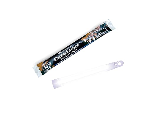 Cyalume - 9-03680 ChemLight Military Grade Chemical Light Sticks – 30 Minute Duration Light Sticks Provide Intense Light, Ideal as Emergency or Safety Lights and Much More, Standard Issue for U.S. Military Personnel – White, 6” Long (Pack of 10)