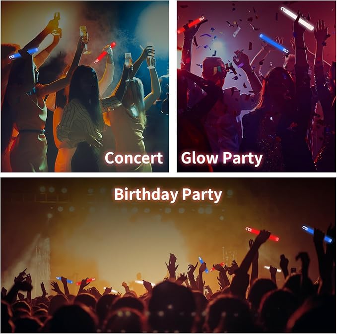 Denylo pro 6 Ultra Bright Glow Sticks 6 Inch Large Red White and Blue Glow Sticks for Parties, Camping, Emergency Light and Survival Kit with 12 Hours Duration