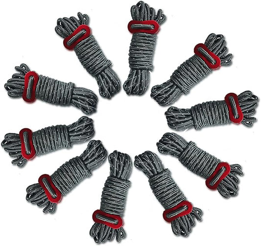 4mm Outdoor Guy Lines Tent Cords Reflective Canopy Wind Rope Lightweight Camping Rope with Aluminum Guylines Adjuster for Tent Tarp, Canopy Shelter, Camping, Hiking, Backpacking (ZPS-hui-10)