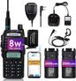 Baofeng UV-82 Baofeng Radio High Power Ham Radio Handheld with Wireless Programmer,Walkie Talkies with Earpiece, Extra 2800mAh Battery Hand Speaker Mic, Long Range Two-way Radio (1 Pack-Full Kits)