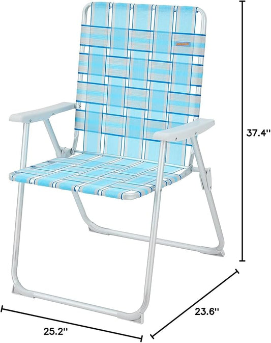 #WEJOY Folding Beach Chair for Adults, Lightweight Beach Chair with Shoulder Straps, High Back Beach Chairs with Hard Armrest, Supports 300lbs for Beach Lawn Concert