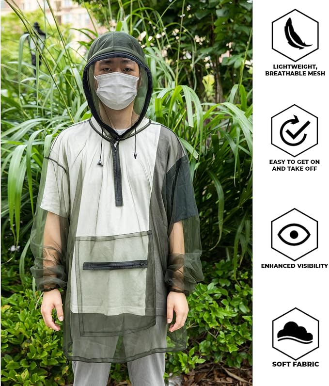 JOYGO FISHAN Mosquito Jacket Bug Jacket Super Light Outdoor Full Protection Clothing Not Cling To Your Skin One Size Fit All