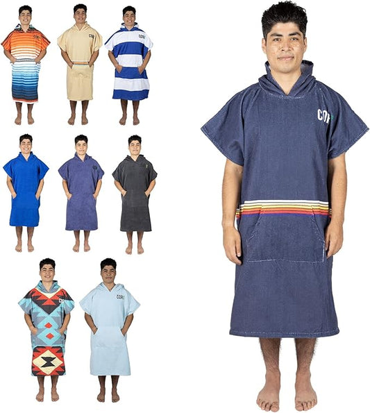 COR Surf Poncho Changing Towel Robe with Hood and Front Pocket | Thick Quick Dry Microfiber Wetsuit Poncho Towel for Surfing Beach Pool Swim (Large - Knightrider)