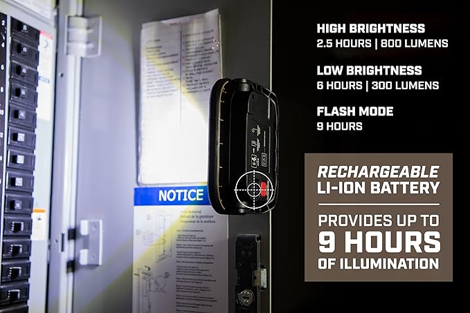 Spec Ops Tools Rechargeable LED Work Light, 800 Lumens, Waterproof, Magentic Base, 3 Light Modes, 3percent Donated to Veterans, SPEC-FLASHW
