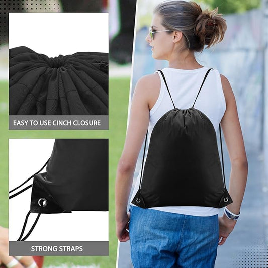 Shappy 50 Pcs Drawstring Backpack Bulk Sports Gym Cinch Bag Polyester String Bag for Men Women Children(10 Colors)