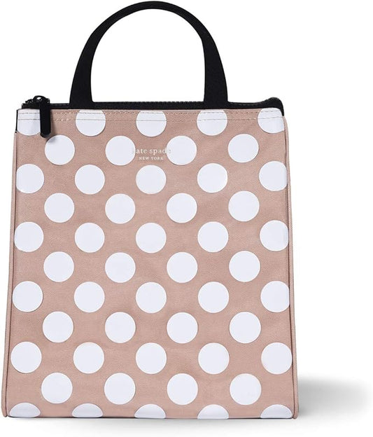 Kate Spade New York Cute Lunch Bag for Women, Large Capacity Adult Lunch Tote with Silver Thermal Insulated Interior Lining and Storage Pocket (Jumbo Dot)