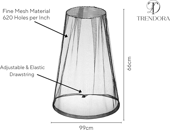 Premium Mosquito Head Net - Large & Long Length, Extra Fine Holes, Mesh | Premium Insect Netting 2 Pcs (Grey and Black) with Carrying Bag