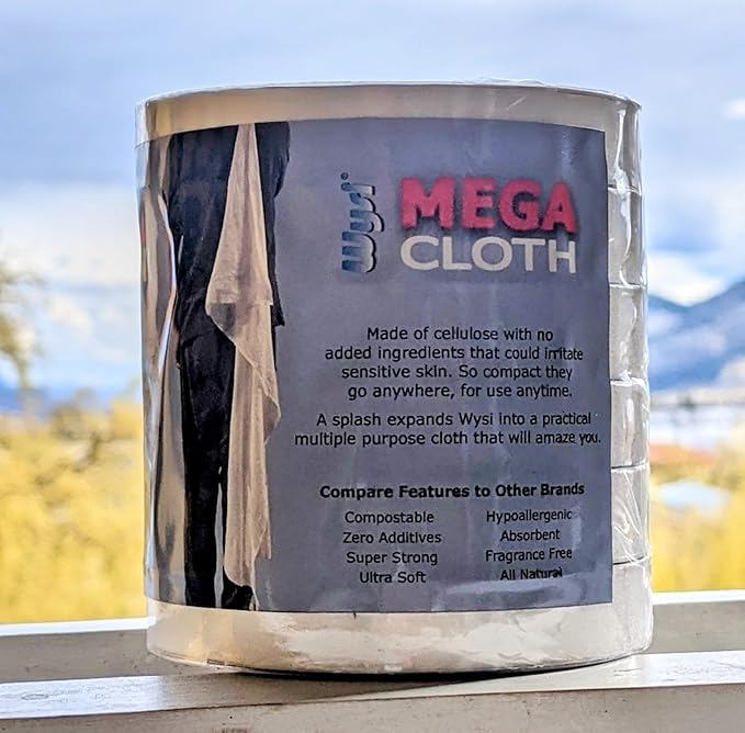 Compressed MEGA Cloths, 22x48 Travel Towel Tablets - Pack of 6 - Soft, Lint-Free, Just Add Water - Camping - Cleaning - Emergency Preparedness Kits - 100% All Natural Cellulose Utility Cloths