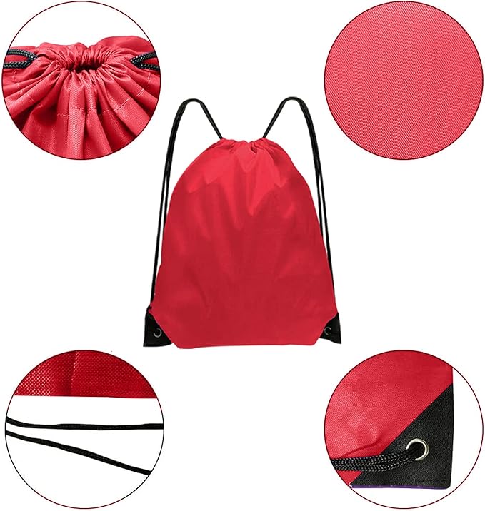 Drawstring Bags Bulk 14 Pcs Drawstring Backpack Bulk Cinch Bag Sackpack for Men Women Gym (Red)