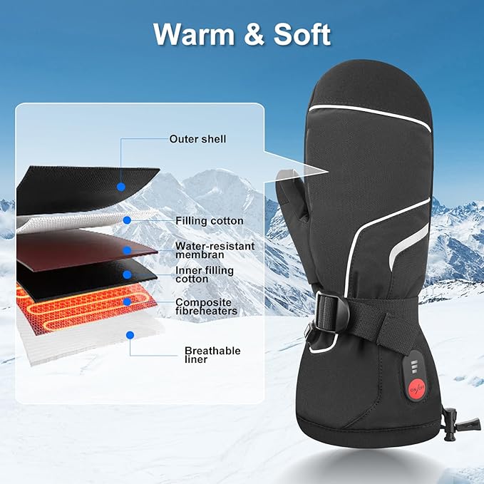 SAVIOR HEAT Heated Gloves for Women Men Rechargeable Electric Heated Ski Gloves with Touchscreen for Cold Weather