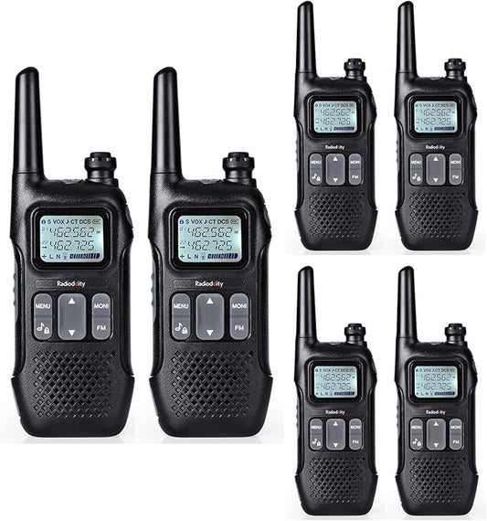 Radioddity FS-T1 FRS NOAA Two-Way Radio, Rechargeable Walkie Talkies, 22 CH, Earpiece, Flashlight, USB Charging, Perfect for Hiking Camping Security Team, 6 Pack