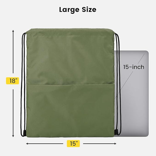 Vorspack Drawstring Backpack Water Resistant String Bag Sports Sackpack Gym Sack with Side Pocket for Men Women