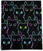 Axolotl Black Neon Cat Camping Blanket,Silhouette Cat Packable Outdoor Blanket,Blue Green Waterproof Lightweight Warm Puffy Printed Blanket,Cat Lover Travel Blanket for Camping,Travel,Stadium,Hiking
