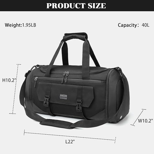 Gym Bags For Men & Women With Shoes Compartment And Wet Pocket, Sports Duffle Bag, Workout Bags For Gym Swimming Yoga,Waterproof Weekend Overnight Carry On Bag A-TG-001-Black