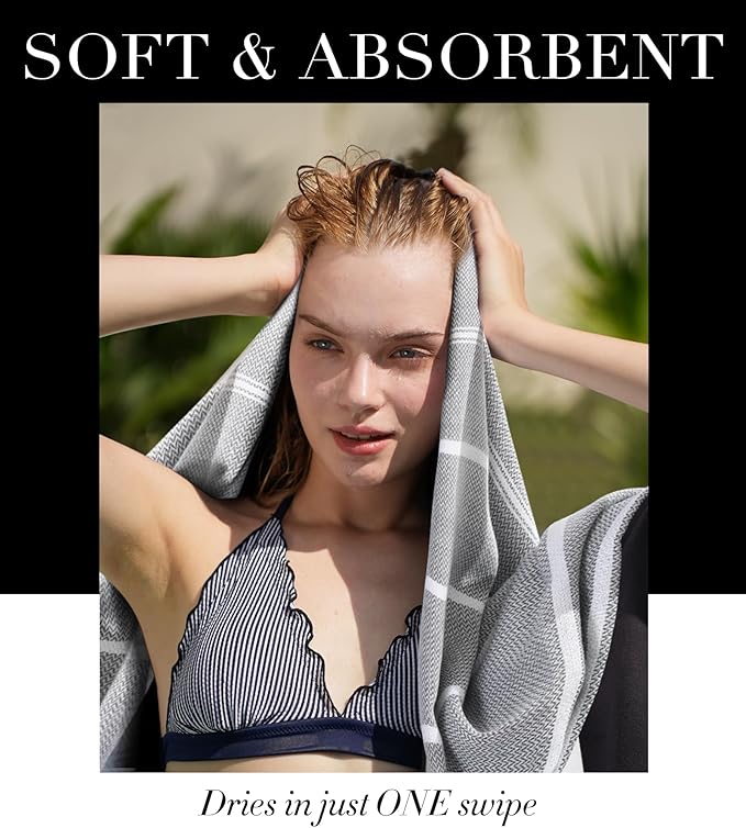 2 Packs Turkish Beach Towels Vacation Essentials Quick Dry Sand Free Oversized Bath Pool Swim Towel Extra Large XL Big Blanket Adult Travel Cruise Accessories Must Haves Clearance Stuff