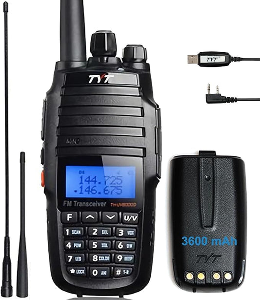 TYT UV8000D Dual Band Ham Radio Handheld 10W Long Range Radio Cross-Band Repeater Radio, 3600mAh Battery Rechargeable Two Way Radio with Charging Cradle, VOX for Camping Hiking Outdoor Support Chirp