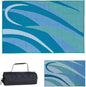 Stylish Camping 8-Feet x 12-Feet RV Outdoor Camping Reversible Patio Mat, GA3 Blue/Green