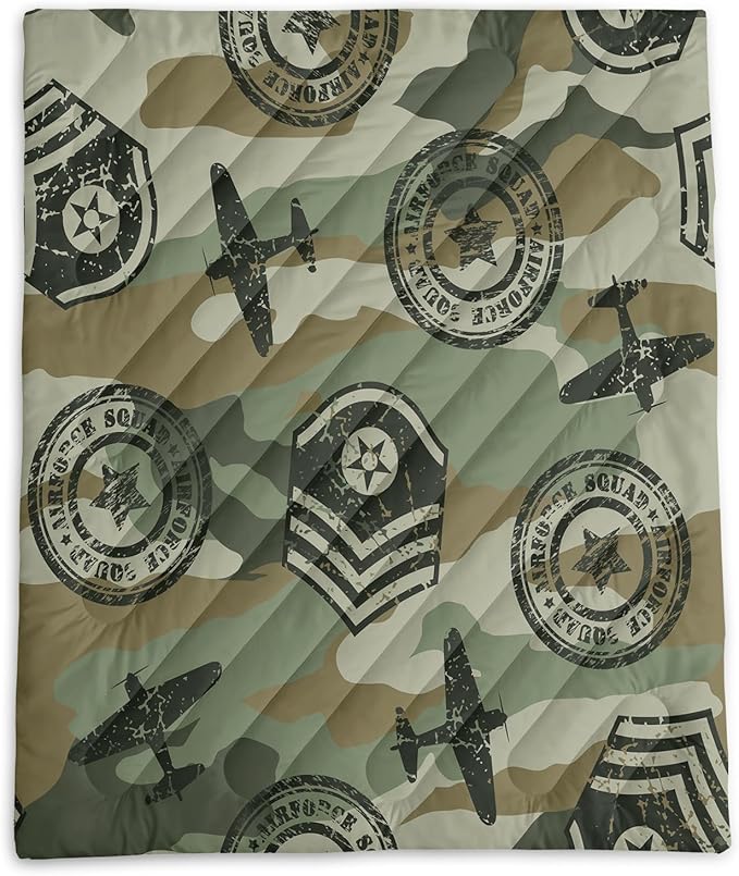 Axolotl Camouflage Printed Camping Blanket,Lightweight Portable Waterproof Puffy Military Themed Travel Blanket,Aircraft Medal Packable Outdoor Blanket for Picnic,Camping,Travel,Stadium,Hiking,Green