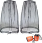 Benvo Mosquito Head Net Mesh, Face Neck Fly Netting Hood from Bugs Gnats Noseeums Screen Net for Any Outdoor Lover- with Carry Bags Fits Most Sizes of Hats Caps (2pcs, Black, Updated Big Net)