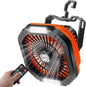 DUKUSEEK Camping Fan with LED Lantern & Remote, 25H Work Time Battery Operated Fan with Hang Hook for Tent, Portable Ceiling Tent Fan with Remote for RV Outages Emergency Desk Bedroom