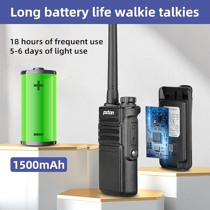 Waterproof walkie talkies Long Range for Adults, Work,and Outdoor with earpieces and Fast Charger Dock，Handheld Two Way Radio Rechargeable NOAA walkie Talkie (6 Pack)