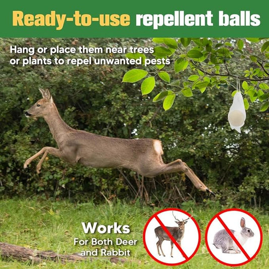 Deer Repellent, Rabbit Repellent Outdoor, Deer Repellent for Yard Powerful, Deer Away Repellent Outdoor for Plants, Rabbit Deterrent Outdoor, Deer Deterrent for Trees, 12P Deer Repellant Yard