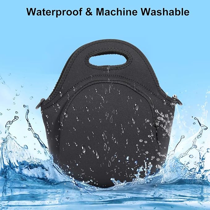 Neoprene Lunch Bag, Thermal Insulated Lunch Tote Bag with Detachable Shoulder Straps, Lightweight & Reusable Lunch Bag for Women Men