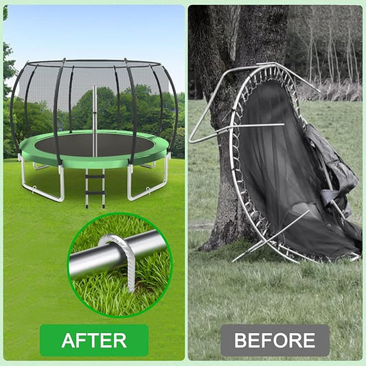 Trampoline Wind Stakes 16 Inch, 3/8" Diameter Heavy Duty U Shaped Rebar Tent Fence Stakes for Ground, Galvanized Trampoline Tie Down Anchor Kit 16 Pack