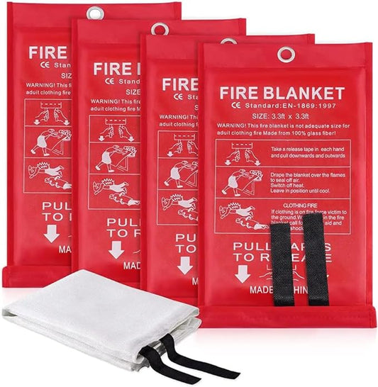 Emergency Fire Blanket for Home and Kitchen (4 Pack) Fire Extinguishers for the House, Deluxe Fire Blankets Emergency for Home Fireproof Blanket Fire Retardant Blankets Fire Spray Emergency Blankets