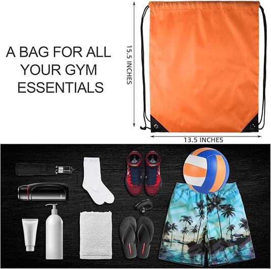 GoodtoU Drawstring Backpacks, 100 Pieces Back Bag Bulk Cinch Sack Drawstring Gym Bag for Sport, Traveling, Team (Orange)