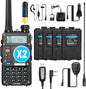 Ham Radio, BaoFeng UV-5R Pro 8W Walkie Talkies, Handheld Dual Band Two Way Ham Radios Long Range with Rechargeable Battery, Earpieces, Mic, Antenna and Programming Cable (2 Pack)