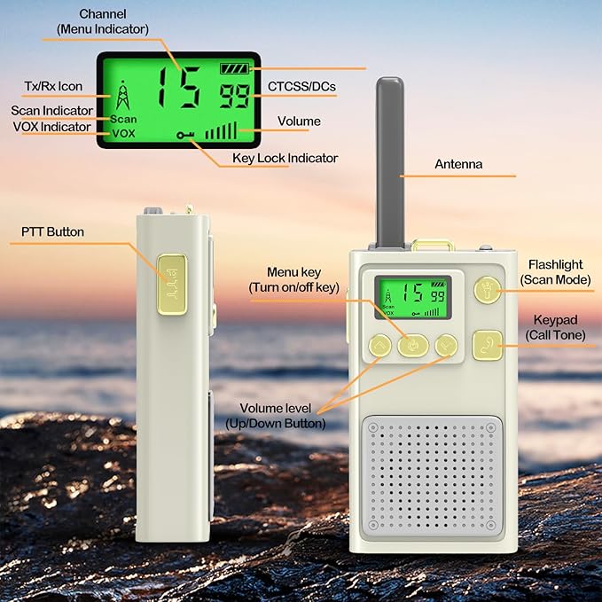 Walkie Talkies for Adults, Selieve 2 Way Radio Long Range 2 Pack with 22 Channels, Walkie-Talkies with LED Flashlight, VOX Function, Keypad Lock for Hiking Camping Trip (White)