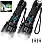 Rechargeable Flashlights 990,000 High Lumens - 2 Pack, 12 Hours Powerful LED Flash Light with 3 Modes, Super Bright & IPX5 Waterproof Torch for Camping, Home, Emergencies