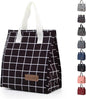 TELLUMO Lunch bag, Insulated Lunch Bag for Women Men Large Lunch Box Container Reusable Leakproof Tote for Office, Work, School, Beach or Travel (Black Grid)