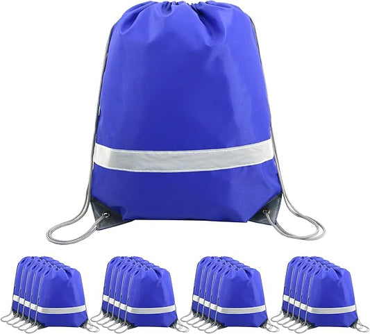 BeeGreen Drawstring Backpack Bags 20,30,50 Packs Reflective String Bags for Gym Sport Trip Cinch Sack DIY for Women Men