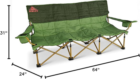 Kelty Lowdown Couch - 3 Person Capacity Camping Chair, Extra Large and Sturdy Bench for Campsites, Soccer Games, and Backyard Parties, 2023 (Dill)