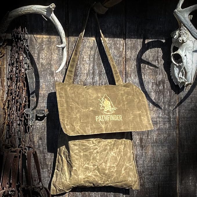 The Pathfinder School Durable Ripstop Waxed Canvas Bag - Haversack - Bushcraft Gear - Single Strap Hiking Pack Gathering Bag - Pathfinder Survival Bushcraft Bag - 15" x 12"