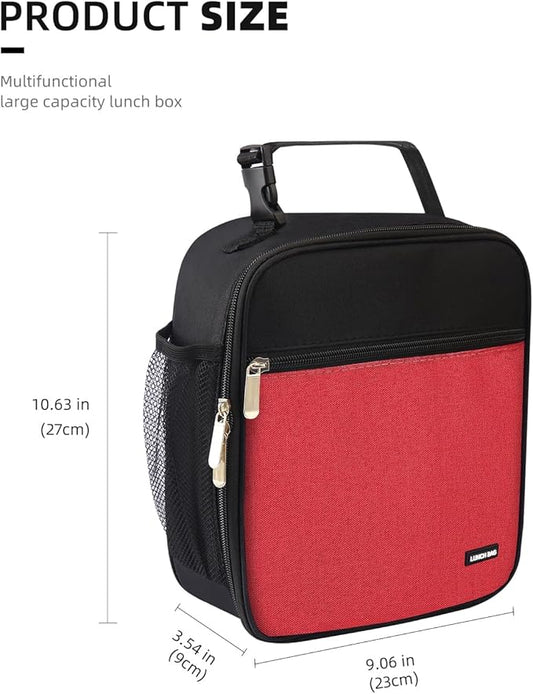 Lunch box Lunch bag for men women Insulated Lunchbox Lunch bags for Work Picnic Travel (Thicken hot red)