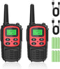 Rechargeable Walkie Talkies,Fvamom Walkies Talkies for Adults with 22 Channels,Long Range Walkie Talkies with NOAA Weather Channels,VOX LCD Display LED Flashlight (Red)