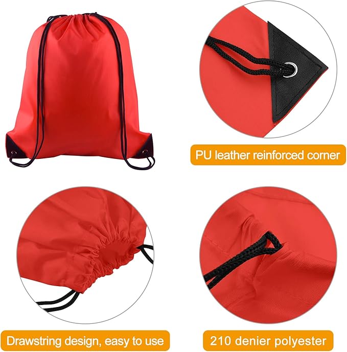 KUUQA 80Pcs Red Drawstring Backpack Bag Sack Drawstring Bags Bulk String Bags Storage Bags for Sport Gym Traveling