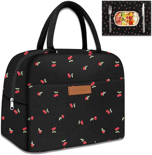 Cute Lunch Bag Women with Placemats, Insulated Lunch Box for Women, Placemats Keep Clean and Hygienic Durable Leakproof Thermal Bag High Capacity for Travel Picnic Insulated Lunch Bag