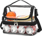 FlowFly Double Decker Cooler Insulated Lunch Bag Large Tote for Boys, Girls, Men, Women, With Adjustable Strap,Clear