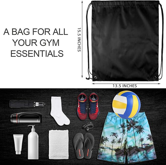 GoodtoU Drawstring Bags, Drawstring Backpack Nylon Backpack Draw String Bags Pack Bulk Cinch Sack Drawstring Gym Bag Drawstring Backpack for Sport, Traveling, Team (Black, 48Pcs)