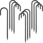 Rebar Stakes 12 Inch 10 Pack Tent Stakes Heavy Duty Metal J Hook, Fence Stakes for Trampoline, Fence, Camping Tent (10, J-12 x5/16 Black)
